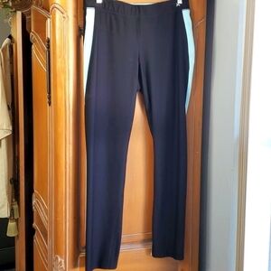Xersion Activewear pants. Elastic waist with tie, black with blue stripe. Lg